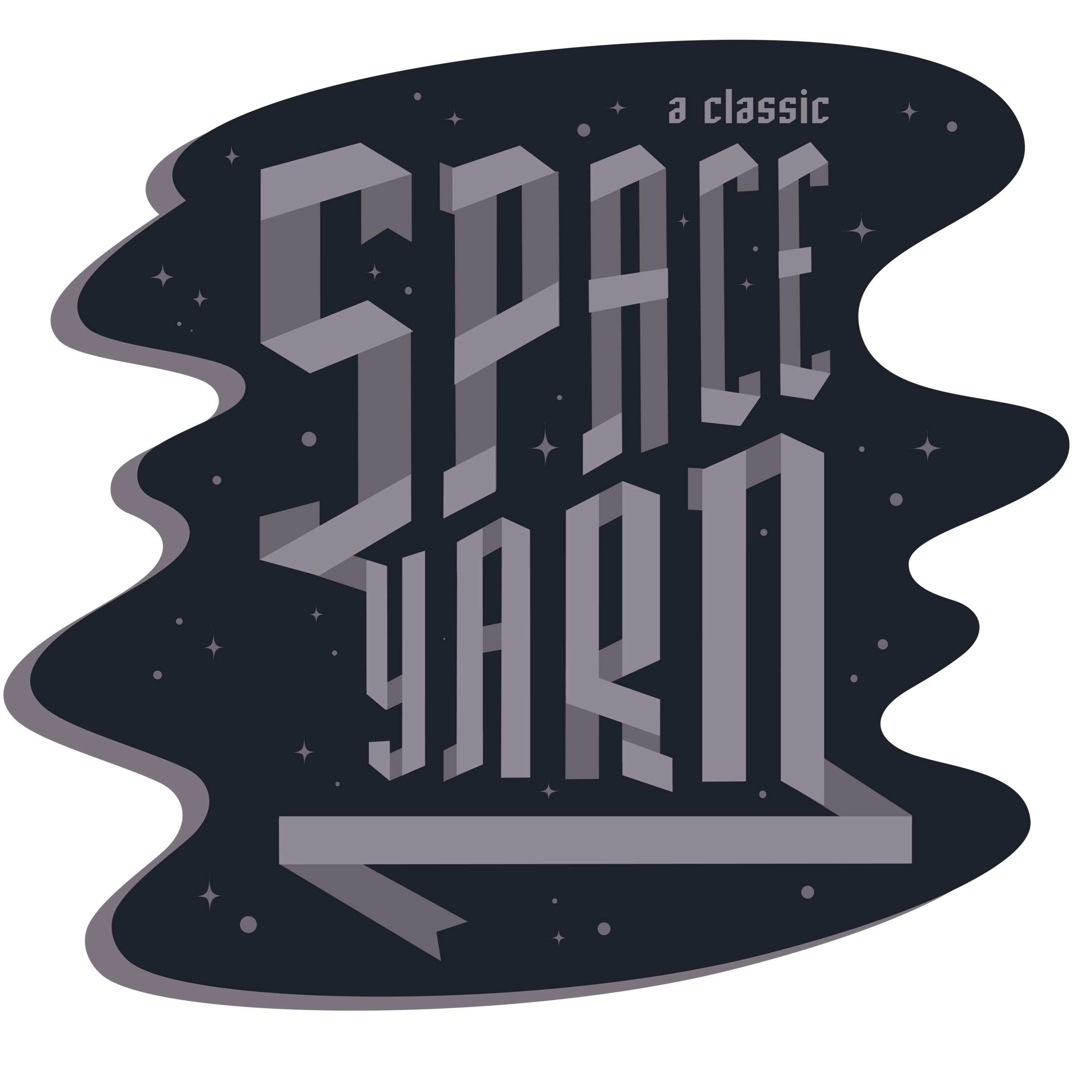 Space yarn lettering